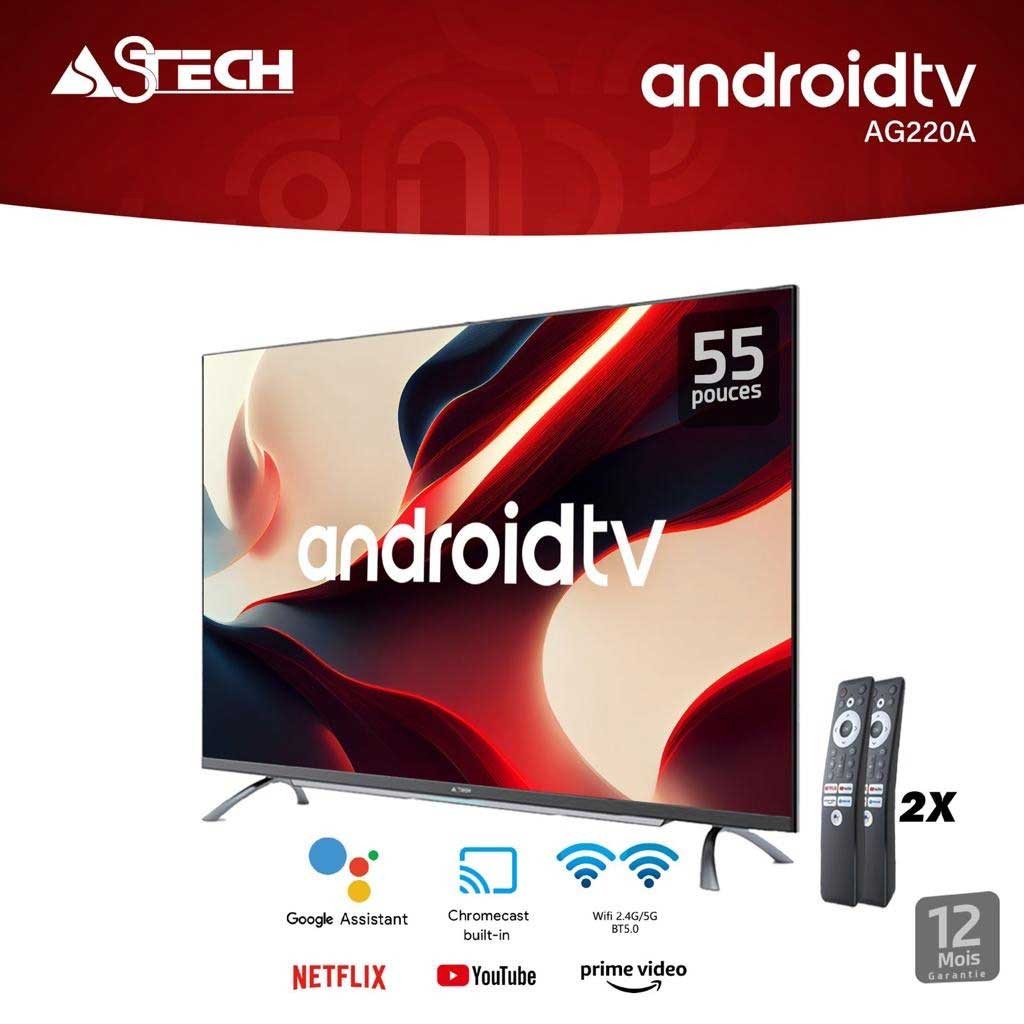 TELEVISEUR ASTECH 55 POUCES SMART ANDROID GOOGLE TV